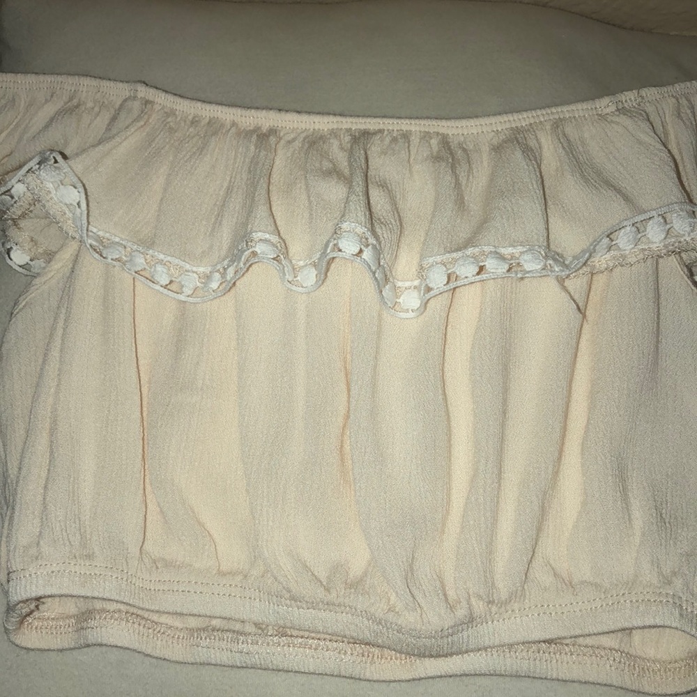 Cropped off the shoulder frilly top